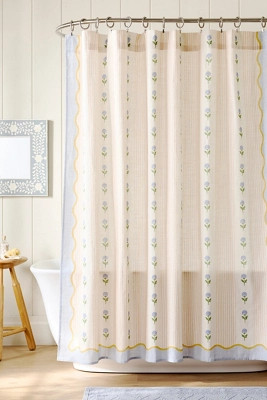 The Printed Cotton Slub Shower Curtain Collection | Anthropologie (US)