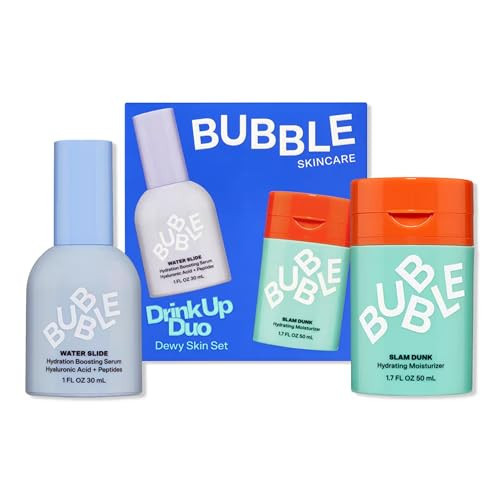 Bubble Skincare Drink Up Duo Dewy Skin Care Set - Travel Size Gift Set Includes Water Slide Hyaluronic Acid Serum & Slam Dunk Face Moisturizer - Promotes Healthy, Hydrated Skin (2 Count) | Amazon (US)