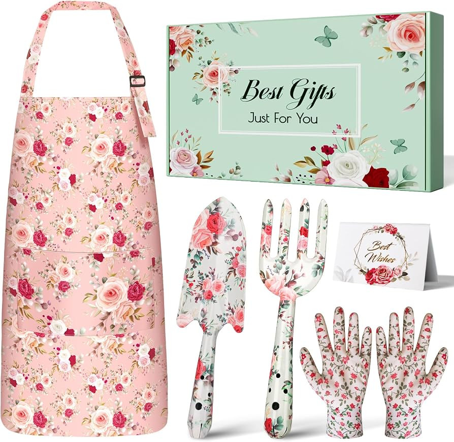 Gardening Gifts for Women, Gardening Supplies Garden Tools with Hand Fork Trowel Gloves Apron, fo... | Amazon (US)