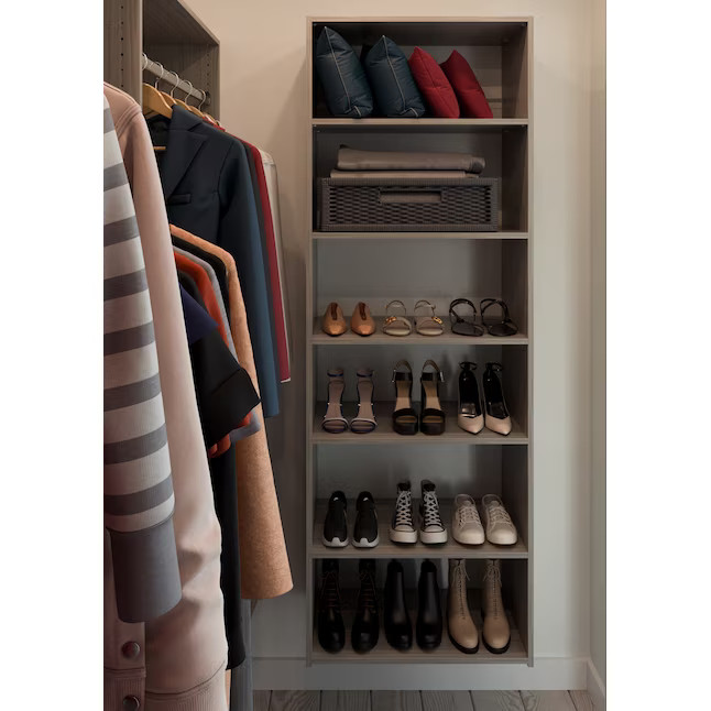Easy Track 2.1-Feet W x 7-Feet H Grey Solid Shelving Wood Closet System | Lowe's