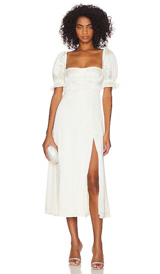 Puff Sleeve Midi Dress in Whisper White | Revolve Clothing (Global)