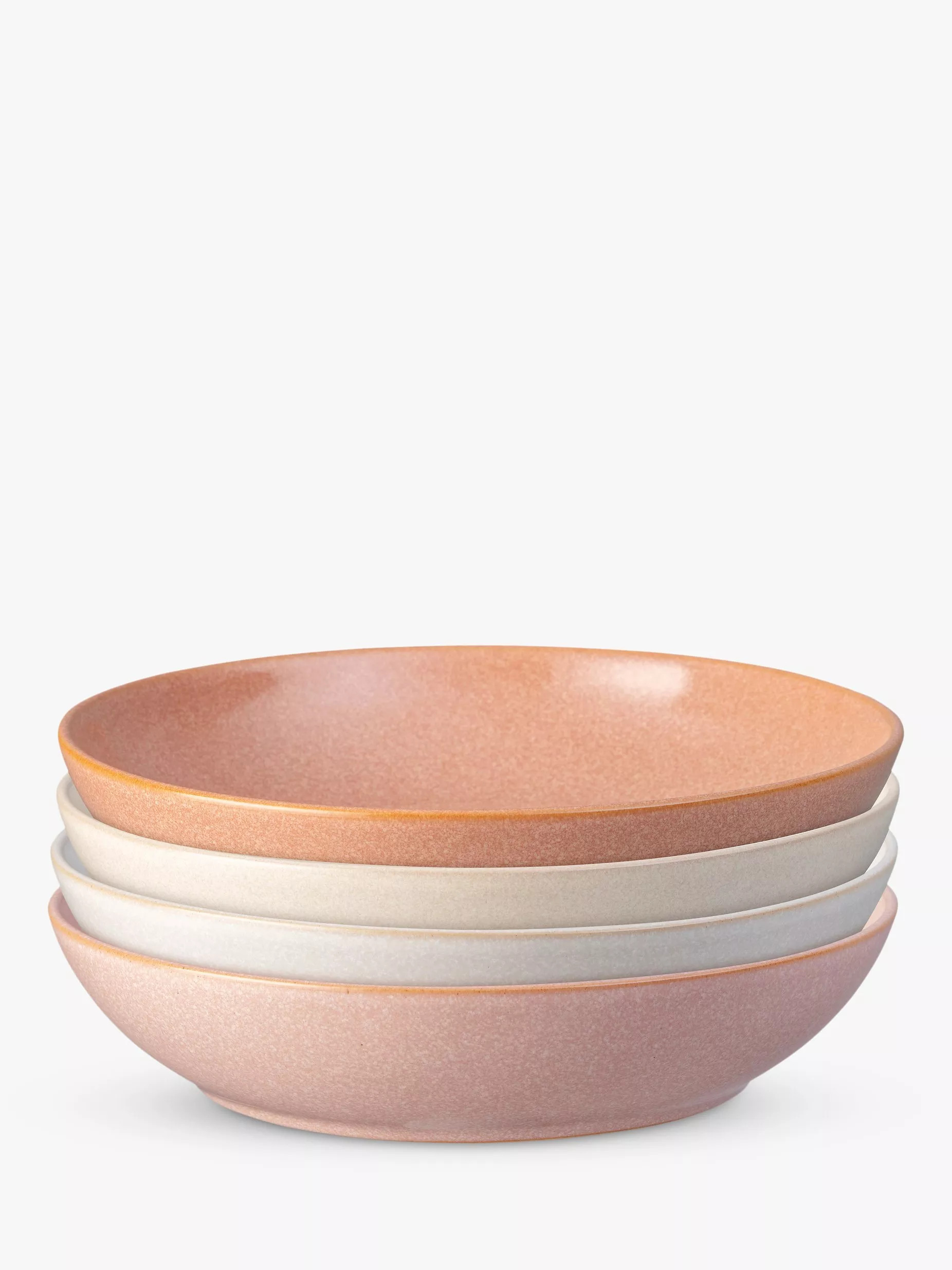 Denby Quartz Rose Stoneware Pasta Bowls, Set of 4, 22cm, Pink | John Lewis (UK)