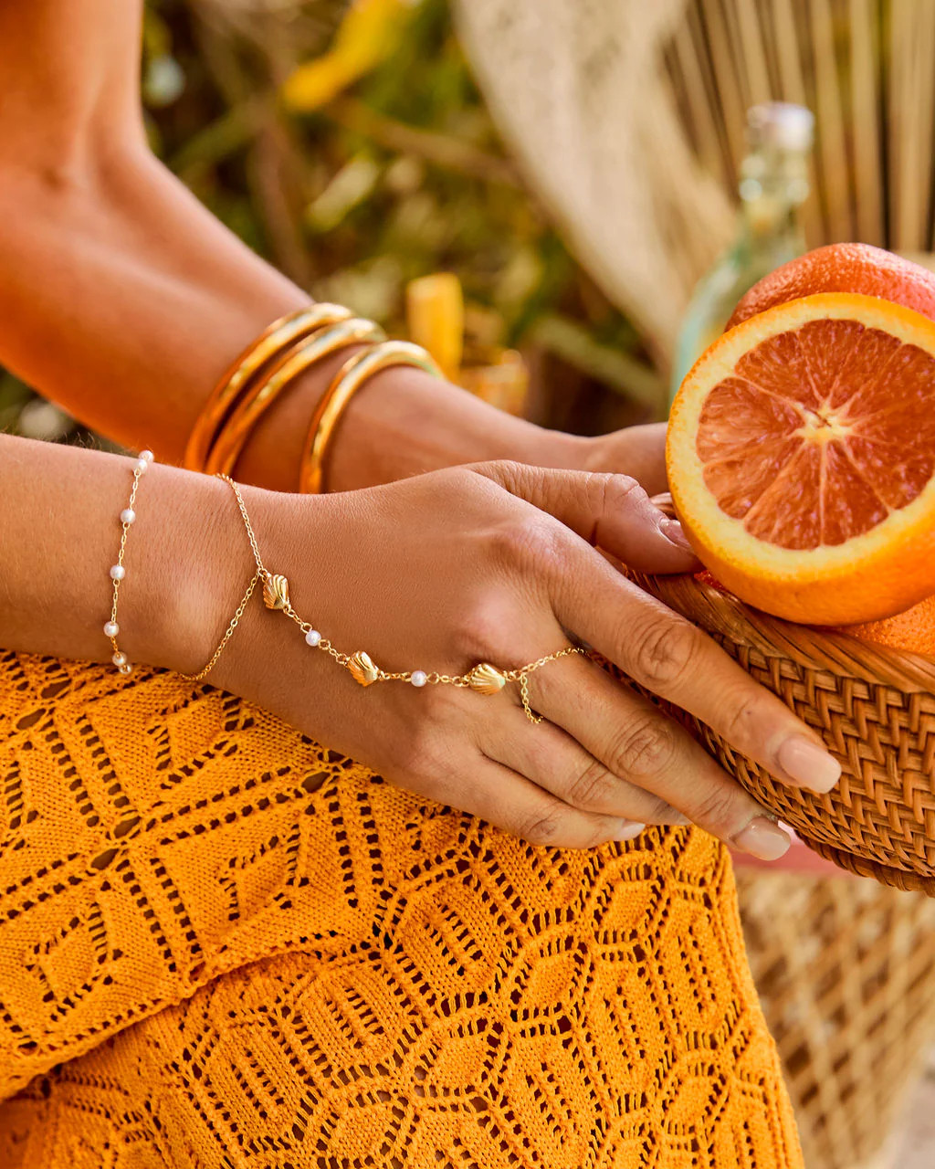 Golden Ease Seashell Charm Hand Chain | VICI