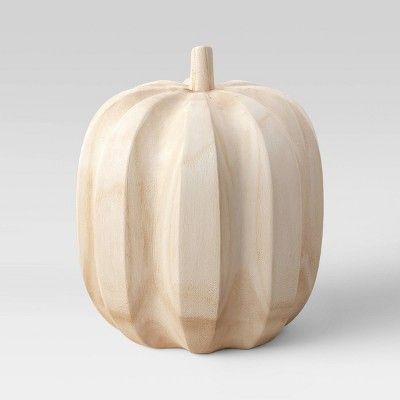 5.5&#34; x 5.5&#34; Decorative Wood Pumpkin Beige - Threshold&#8482; | Target