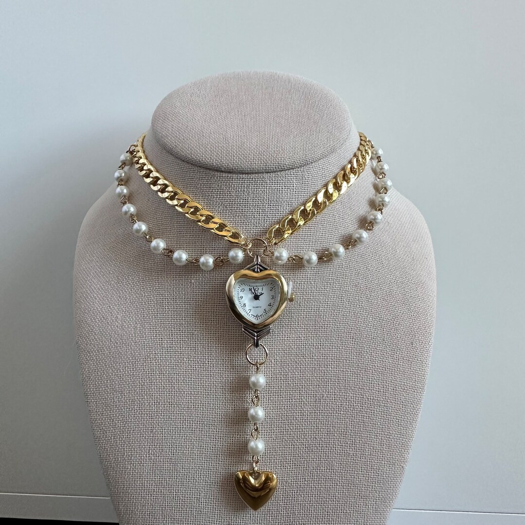 Watch Choker Necklace With Heart Charm - Etsy | Etsy (US)