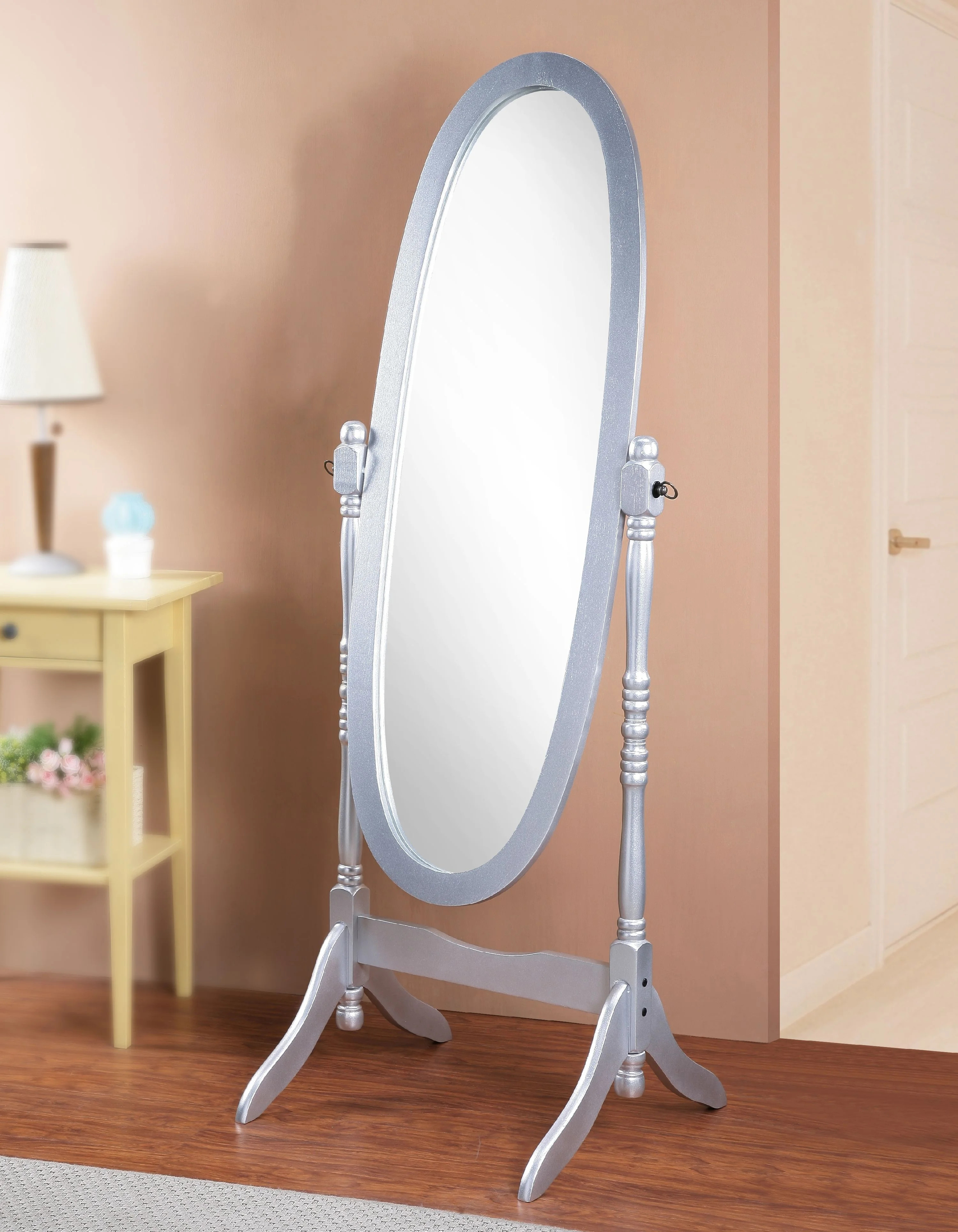 Roundhill Traditional Queen Anna Style Wood Floor Cheval Mirror, Gold Finish | Walmart (US)