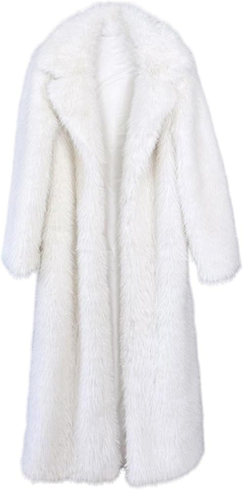 Fluffy Faux Fur Long Overcoat,Warm Outwear Parka Long Coat with Sleeves | Amazon (US)