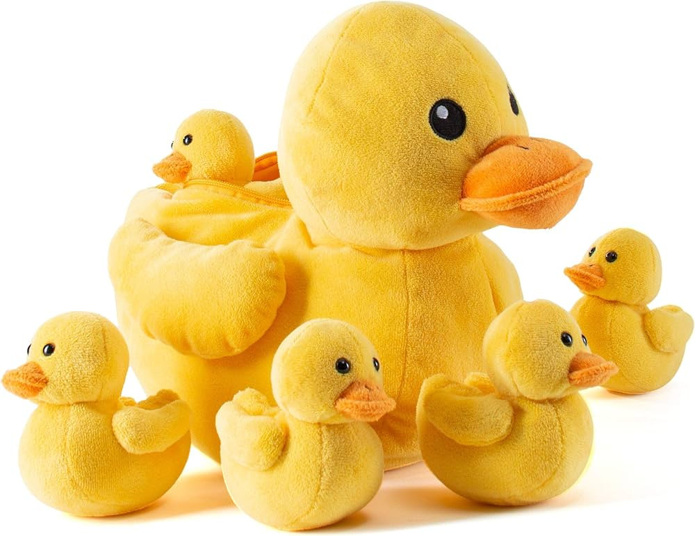 PREXTEX Plush Duck Toys Stuffed Animal with 5 Ducks Baby Stuffed Animals - Big Duck Zippers 5 Lit... | Amazon (US)