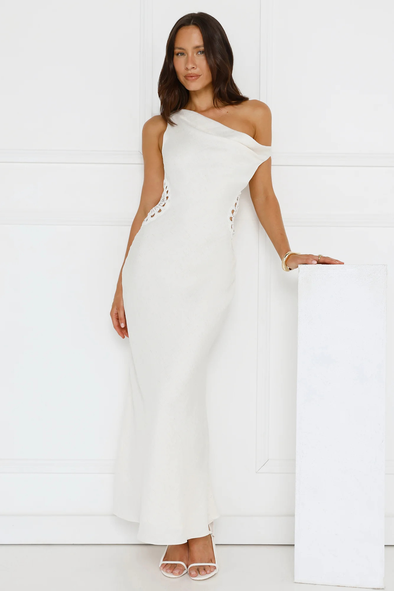 Pure Magic Linen Blend Off Shoulder Maxi Dress Cream | Hello Molly (US)