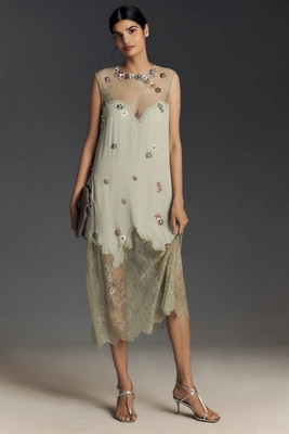 Forever That Girl Floral Appliqué Sleeveless Midi Dress | Anthropologie (US)