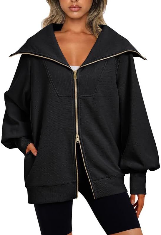 EFAN Womens Oversized Full Zip Up Sweatshirts Fall Jackets Outfits for Women Fashion 2023 Winter ... | Amazon (US)