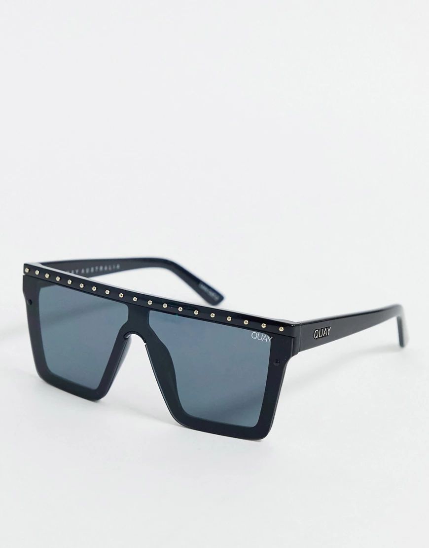 Quay Australia Hindsight flatbrow sunglasses in black | ASOS (Global)