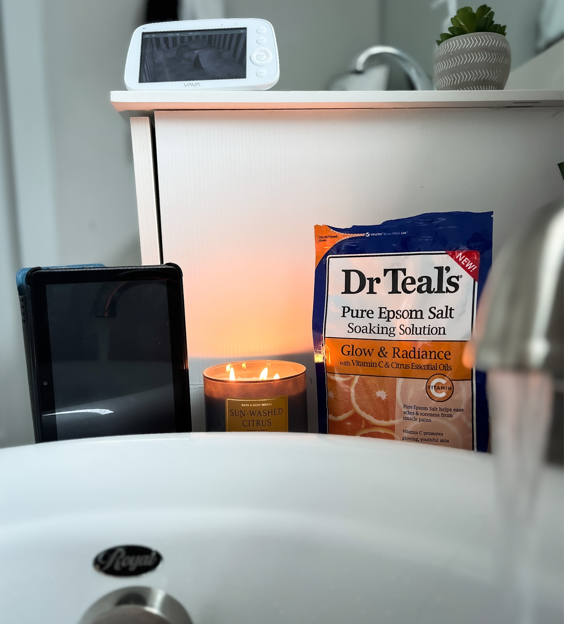 My Nap Time Self Care Essentials. Baby’s out, time to decompress before it starts all over again. 🧖🏼‍♀️Epsom Salt, a kindle for some reading, and the BEST baby monitor out there that doesn’t use an App. Top 5 Favorite Baby Products, hands down! So clear. 
Won’t let me link that wonderful Sun-Washed Citrus Bath & Body Works Candle 💔 10/10 

#LTKbaby #LTKfamily #LTKhome