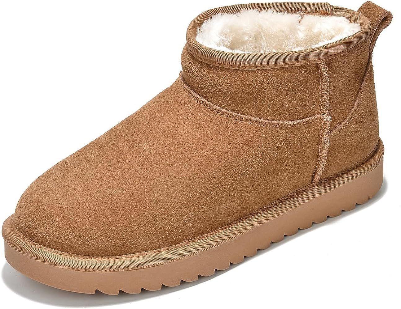 Mini Platform Boots for Women - Ankle Boot Fur Lined Genuine Suede Cozy Platform + Memory Foam In... | Amazon (US)