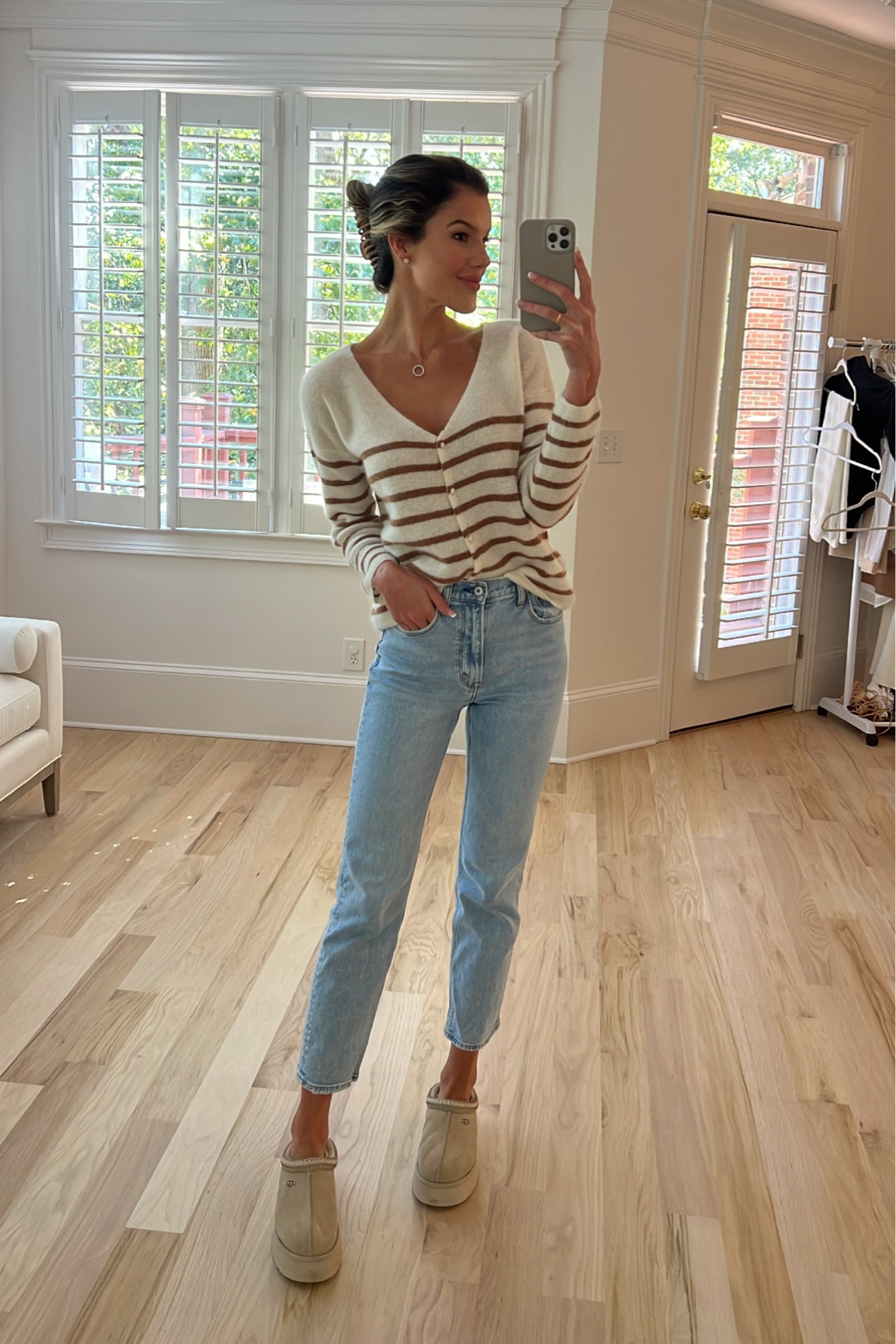 Sezane sweater - size small
Abercrombie Jeans - size 26L
uggs - I did my true size 

Super cute casual outfit of the day! 

#LTKstyletip #LTKSeasonal #LTKfindsunder100