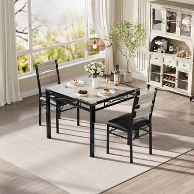 Dining Table Set for 2, Dining Room Table Set, Wood Kitchen Table and Chairs Set of 2 with Upholstered Chairs for, Kitchen Room, Apartment | Target
