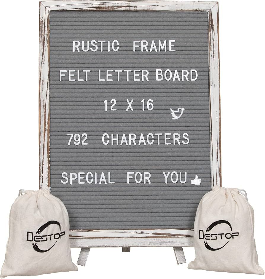 Felt Letter Board with Rustic Vintage Frame and Stand 12x16 inch,Grey Changeable Letter and Messa... | Amazon (US)