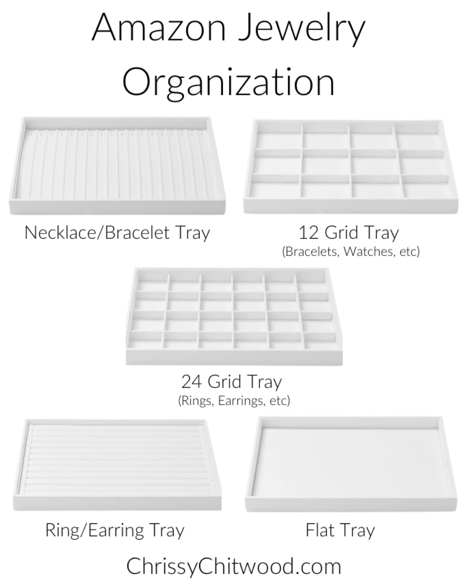 Amazon Jewelry Organization! These jewelry organizers display your jewelry beautifully and make each item easy to find!

I love using the necklace/bracelet tray to organize my necklaces and bracelets! For longer necklaces, I use 2-3 spaces so they are neatly organized. 

I’m planning to get another as well as some of the other trays for organizing the rest of my jewelry.

Amazon find, favorite finds, home fav, jewelry organizer, jewelry organizers

#LTKhome #LTKfindsunder50 #LTKMostLoved