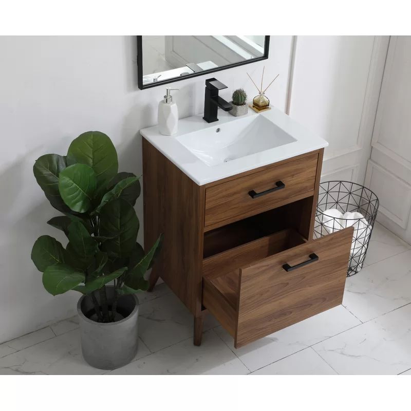 Kenn 24'' Free Standing Single Bathroom Vanity with Porcelain Top | Wayfair North America