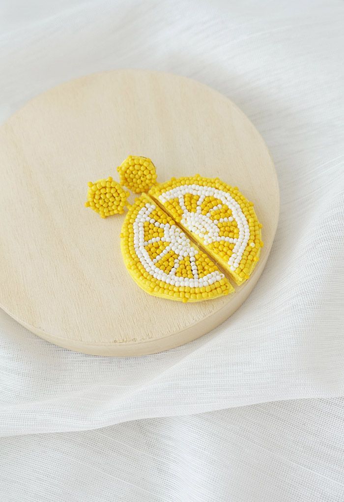 Half Lemon Beaded Earrings | Chicwish