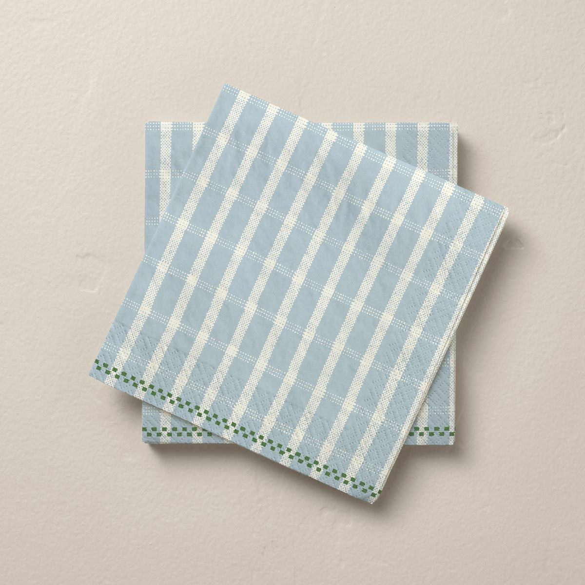 14ct Checkered Plaid Paper Lunch Napkins Cream/Light Blue/Green - Hearth & Hand™ with Magnolia | Target
