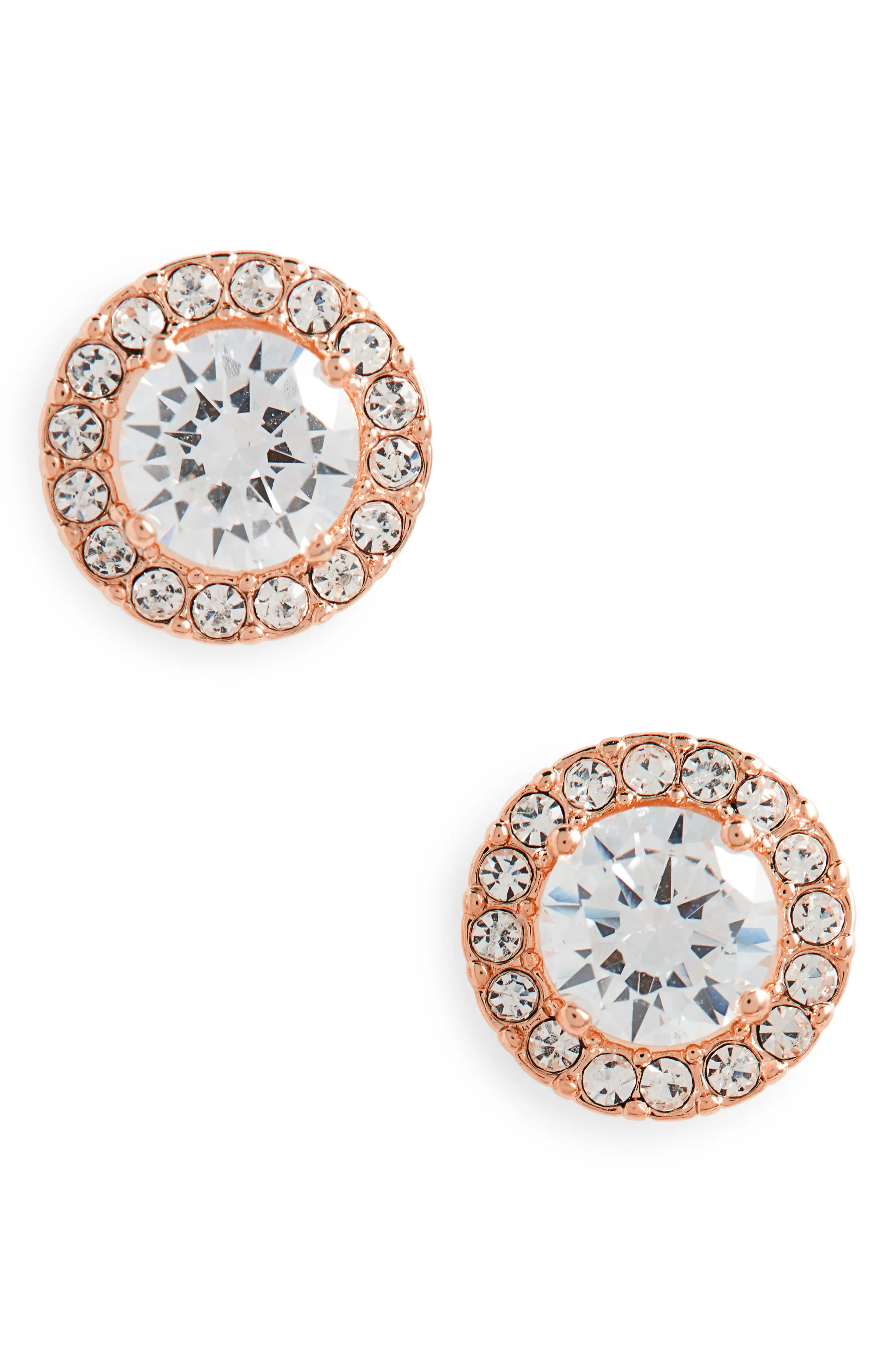 Nordstrom Halo Cubic Zirconia Stud Earrings in Clear- Rose Gold at Nordstrom | Nordstrom