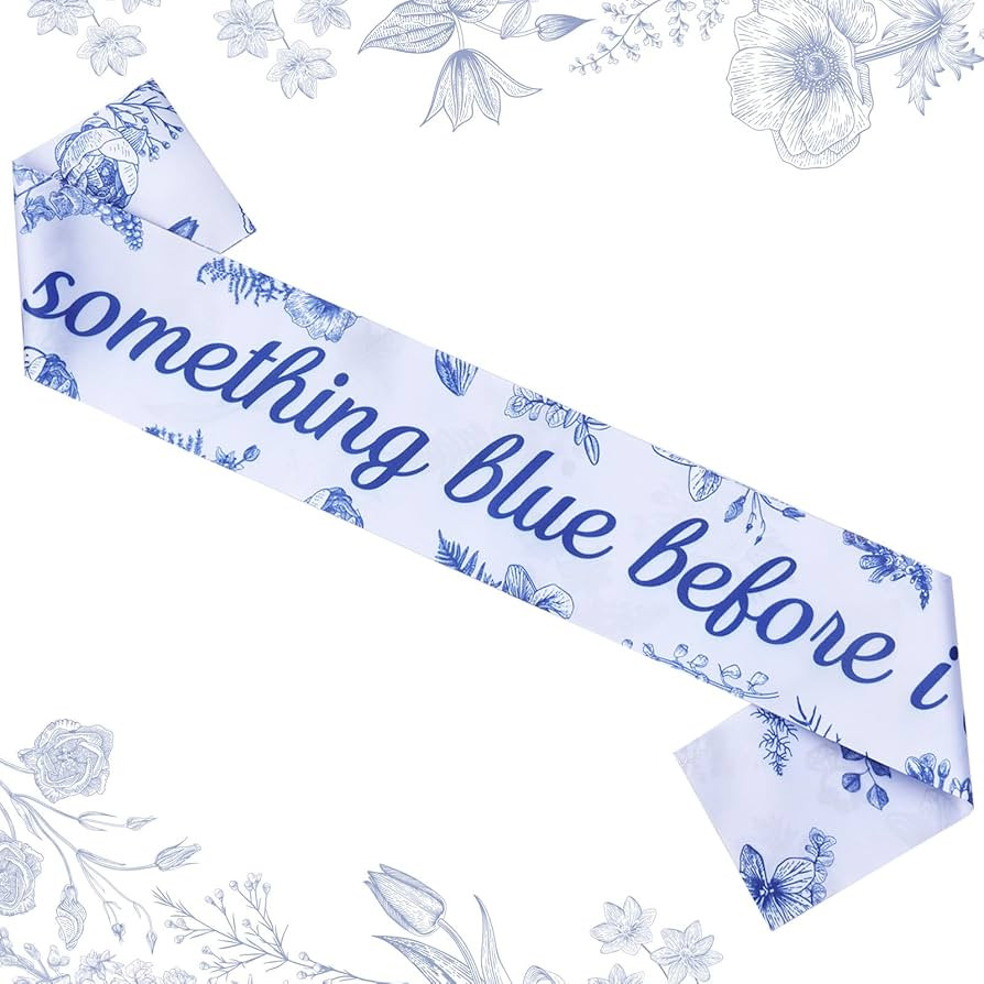 Something Blue Before I Do Bridal Shower Decor Something Blue Before I Do Sash Pearl Light Floral... | Amazon (US)