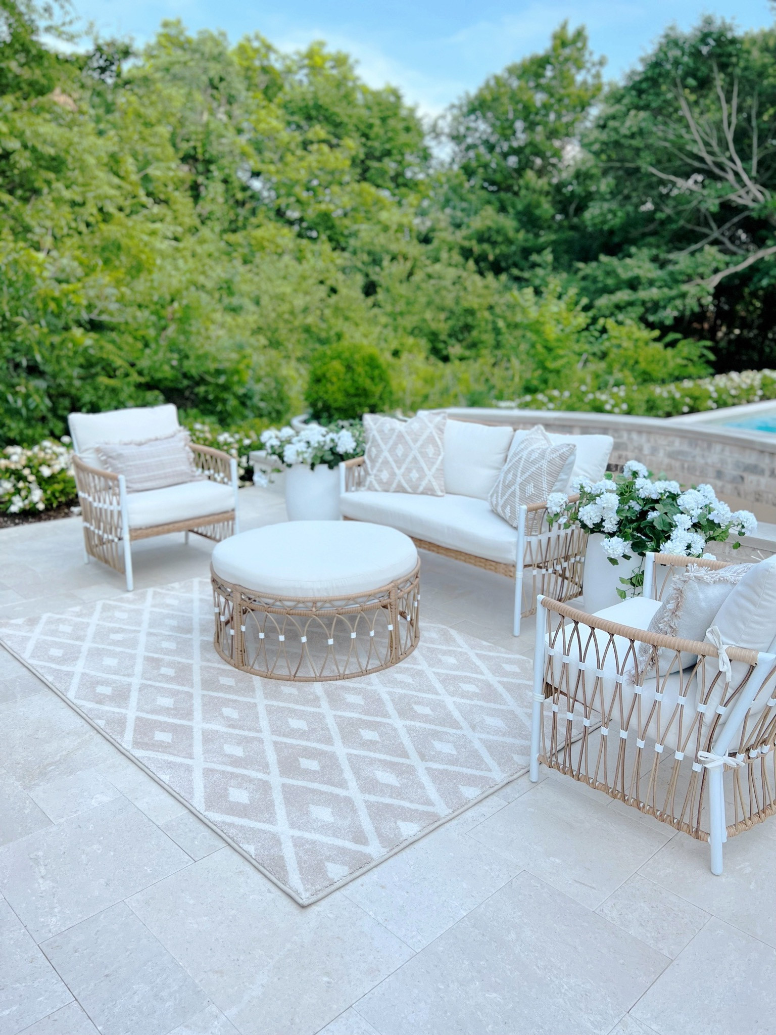 Outdoor patio set from My Texas House at walmart 
Patio decor outdoor rug outdoor pillows 

#LTKhome #LTKunder50
