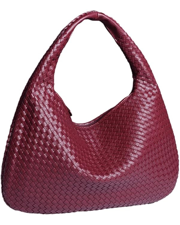 RomanticDesign Women Woven Vegan Leather Handbag Retro Top-handle Shoulder Bag Handmade Tote Bag ... | Amazon (US)