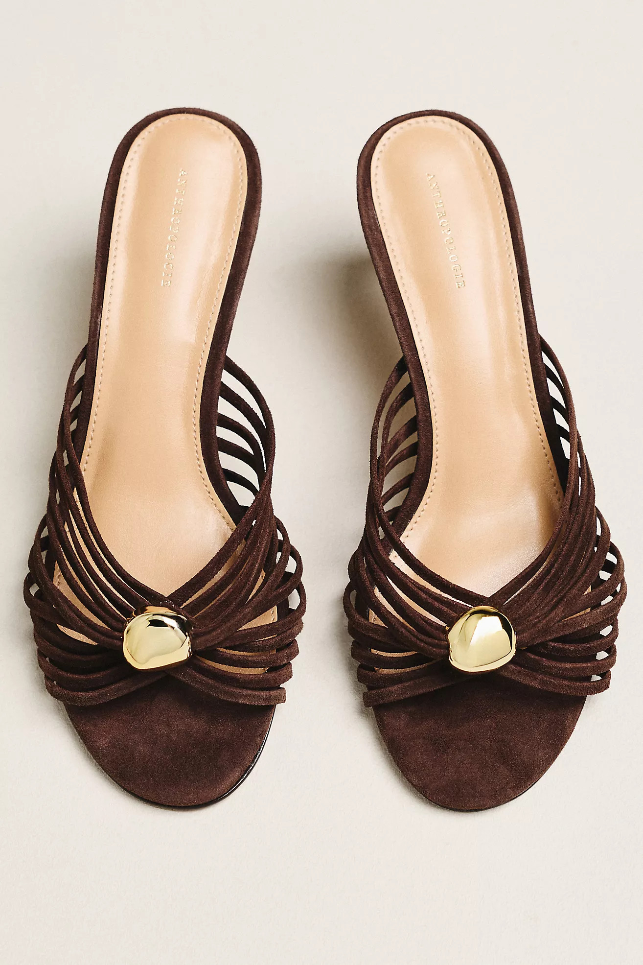 By Anthropologie Strappy Metallic Kitten Heel Sandals | Anthropologie (US)