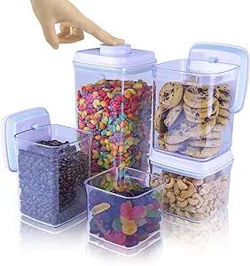 BopTop (5pc Set) Airtight Food Storage Container – Mechanical Silicone Seal Canister - BPA-Free... | Amazon (US)