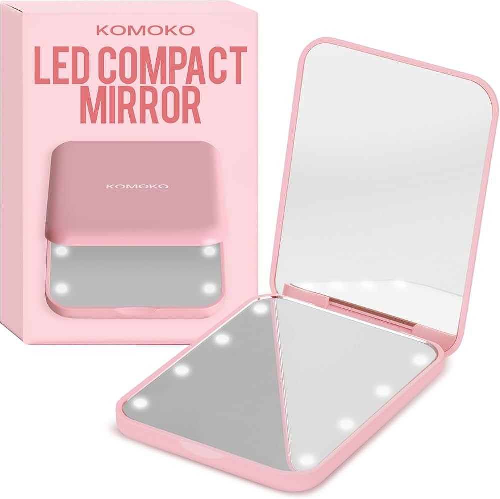 Amazon.com: Komoko LED Compact Mirror, Travel Essentials, Vanity Mirror with Lights, 1X/3X Magnif... | Amazon (US)