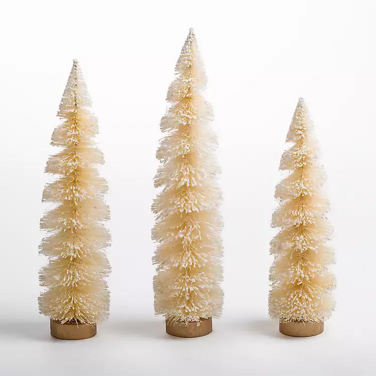New! White Swirl Bottle Brush Christmas Trees, Set of 3 | Kirkland's Home