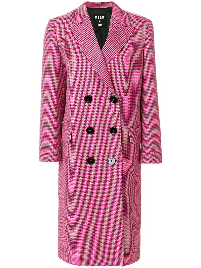 MSGM - double-breasted coat - women - Viscose/Virgin Wool - 40, Pink/Purple, Viscose/Virgin Wool | FarFetch US