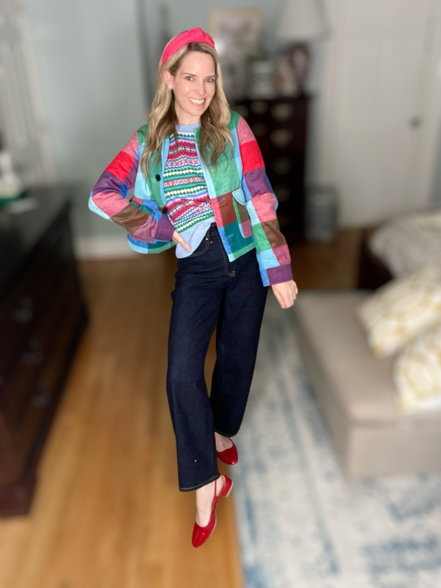 🎨 Bold Color + Cozy Textures – Walmart Look!
This outfit makes me so happy — the color, the pattern, the cozy layers 🫶 The patchwork jacket + striped fair isle sweater is such a fun combo for fall and winter, and both are from the Free Assembly line at Walmart (which is one of my favorite places to find elevated everyday pieces!). I paired it with these dark wash wide-leg jeans that have the easiest flattering fit and added a pop of red with the knotted headband and red slingback flats for a little holiday playful moment ❤️

This whole look feels boutique without the boutique price tag — so cute for school parties, work, church, holiday events, teacher outfits, or festive everyday style 🎁✨

⸻


Walmart fall outfit ideas 🍂 Free Assembly Walmart haul 💛 affordable holiday outfit 🎁 boutique style on a budget 🛍️ colorful patchwork jacket outfit 🎨 fair isle sweater outfit inspo ❄️ wide leg jeans outfit for women 👖 easy holiday outfit ideas ❤️ teacher outfit ideas for fall and winter 🍎 casual Christmas outfit inspiration 🎄 everyday cozy winter style layers 🧣 comfy cute fall outfit for moms 🍁


#LTKShoeCrush #LTKHoliday #LTKFindsUnder50