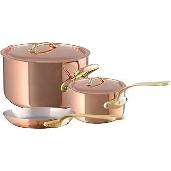 Amazon.com: Mauviel M'200 B 2mm Polished Copper & Stainless Steel 5-Piece Cookware Set With Brass... | Amazon (US)