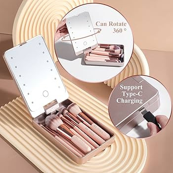 BS-MALL Travel Makeup Brush Set Foundation Powder Concealers Eye Shadows Makeup Set with LED ligh... | Amazon (US)