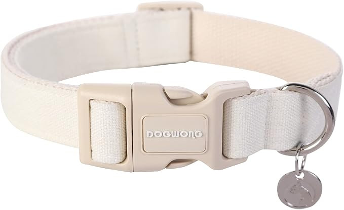 DOGWONG Cotton Hemp Dog Collar, Heavy-Duty Adjustable Soft Natural Fabric Pet Collar - Cute Weddi... | Amazon (US)