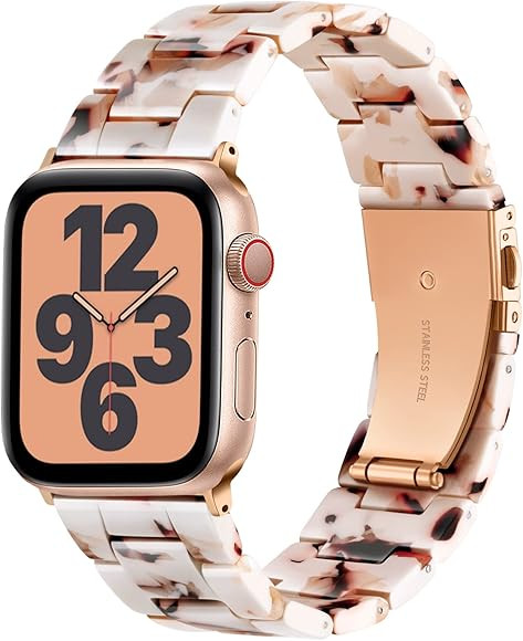 GEAK Resin Strap Compatible with Apple Watch Band 40mm 38mm 44mm 42mm 41mm 45mm Women Men, Light ... | Amazon (US)