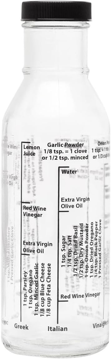 Kolder Salad Dressing Mixer Bottle for Light Recipes, Glass, 13-Ounce, Made in the USA, white | Amazon (US)