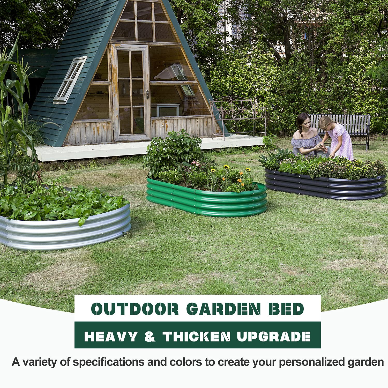 Land Guard Galvanized Raised Garden Bed Kit, Galvanized Planter Garden Boxes Outdoor, Oval Large ... | Amazon (US)