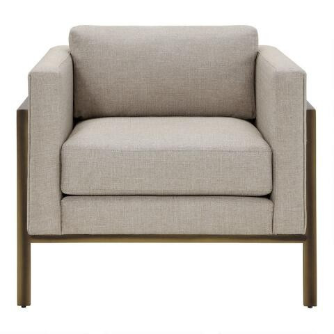 Bronze Metal and Taupe Nicklas Upholstered Chair | World Market