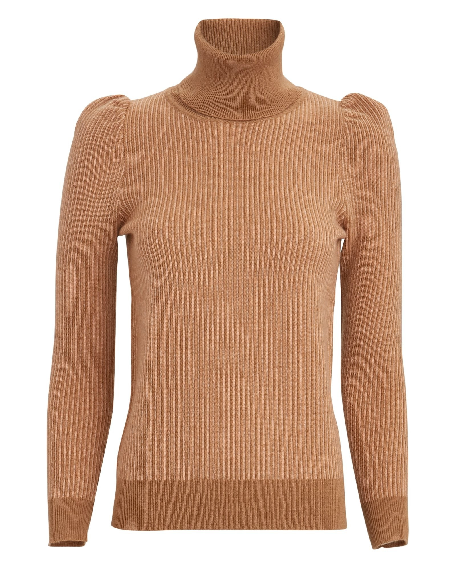 Madeleine Thompson Kim Puff Sleeve Turtleneck Sweater, Beige S | INTERMIX