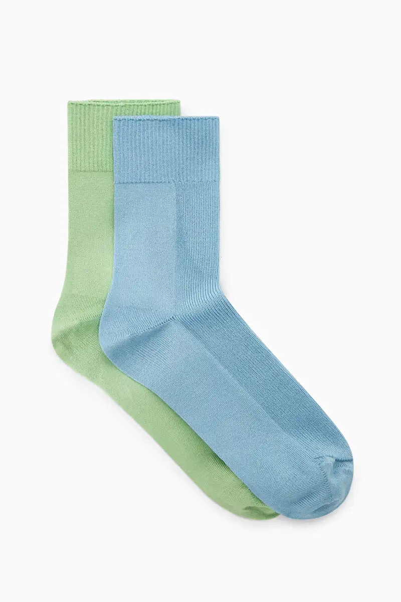 2-PACK RIBBED PANEL SOCKS - Light blue / green - Socks & Tights - COS | COS (US)