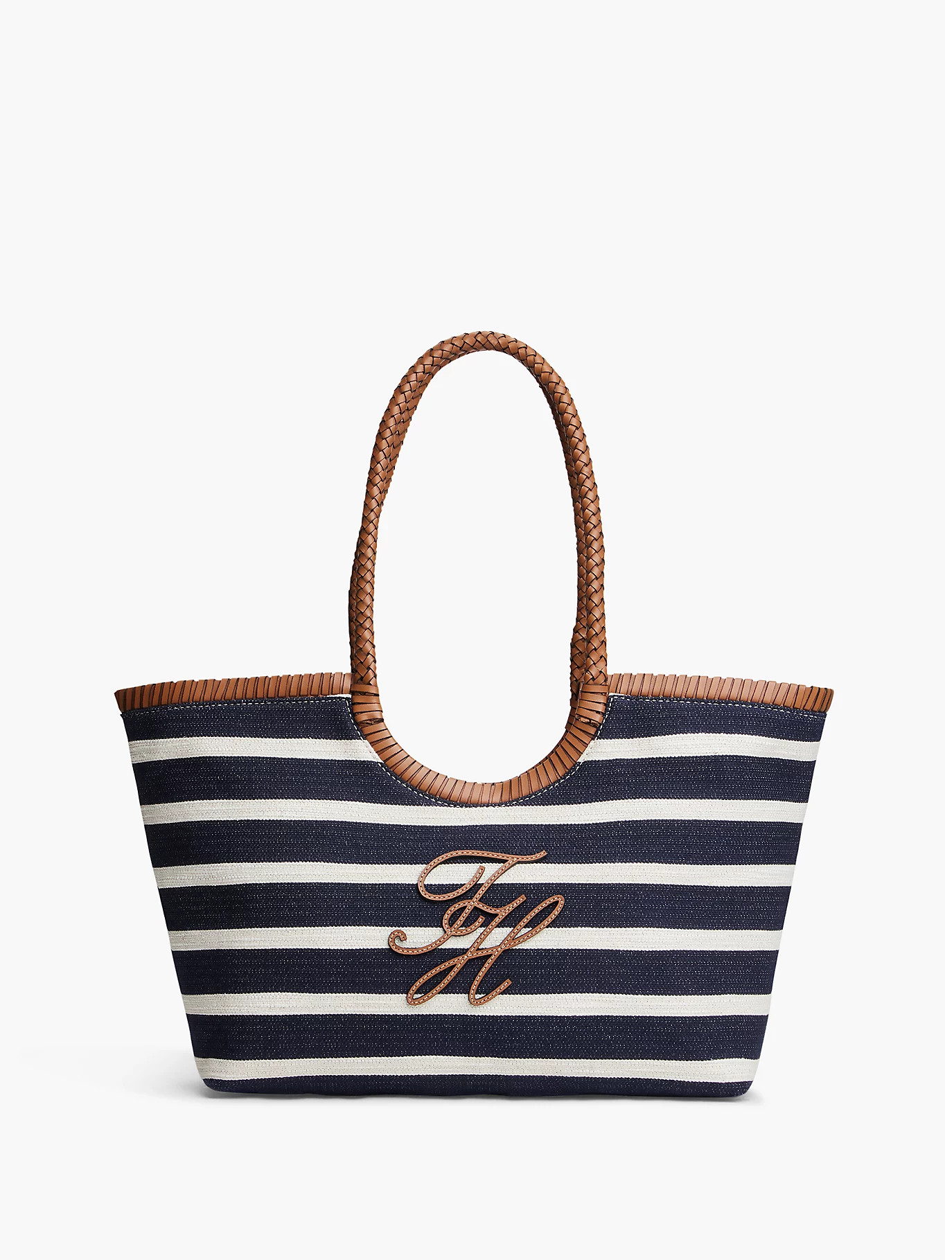 Stripe Textured Logo Tote Bag | Blue | Tommy Hilfiger | Tommy Hilfiger UK