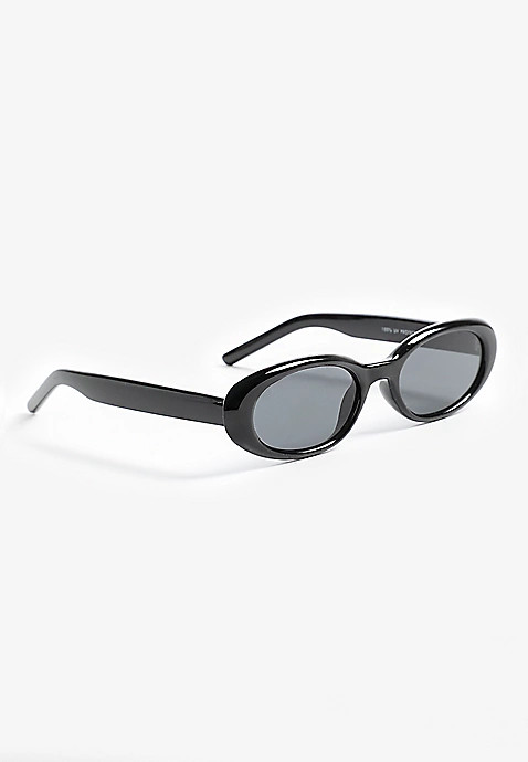 Black Retro Oval Sunglasses | Maurices