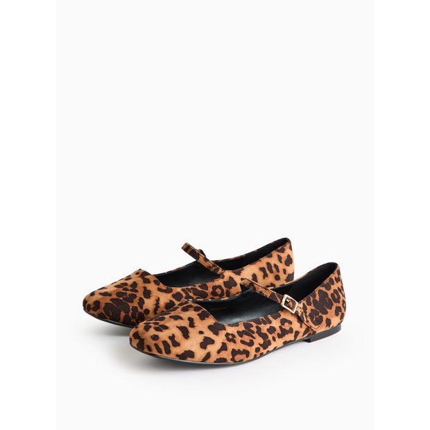 Leopard Print Wide-Fit Mary Jane Shoes 8 | Tu Clothing