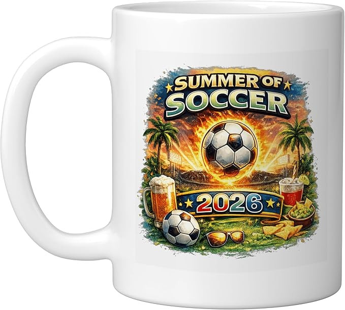 Summer of Soccer 2026 Fan Football Game Day Tropical Ceramic Mug, White | Amazon (US)