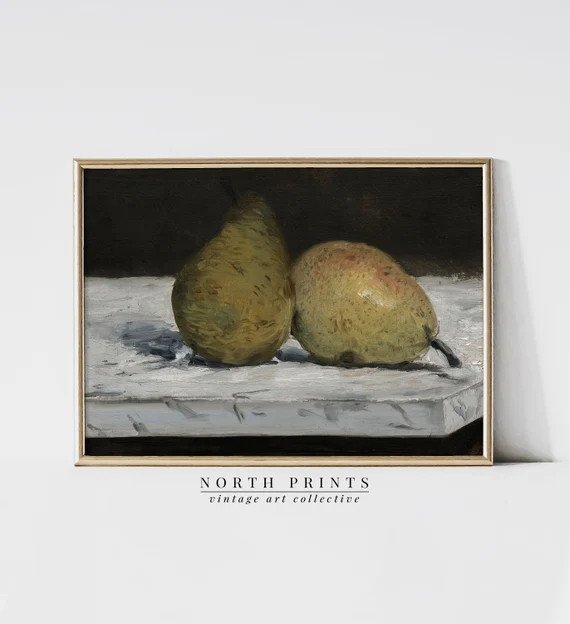 Antique Pear Still Life Painting | Vintage Moody Kitchen Fruit Print | PRINTABLE Digital | 1003 | Etsy (US)