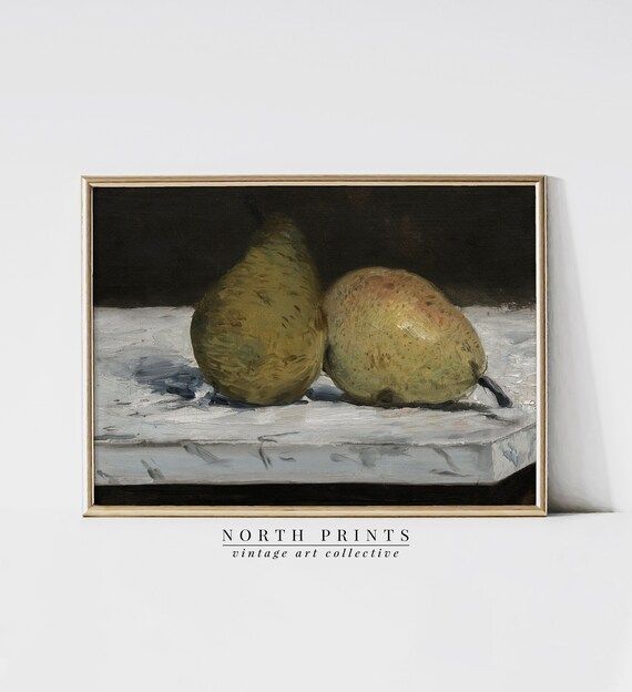 Antique Pear Still Life Painting | Vintage Moody Kitchen Fruit Print | PRINTABLE Digital | 1003 | Etsy (US)